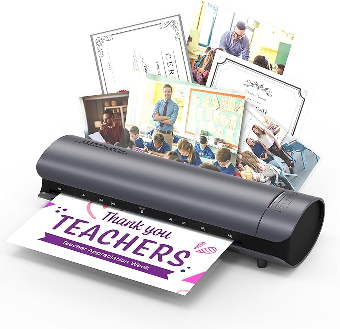 Office Presentation Laminator Machine 11x17 with Laminating Sheet A3/A4/A5, 3/5 Mil Thermal Cold Laminating Machine 13 inch Wide, 60s Warm-Up Office Presentation Laminator Machine (Gray)