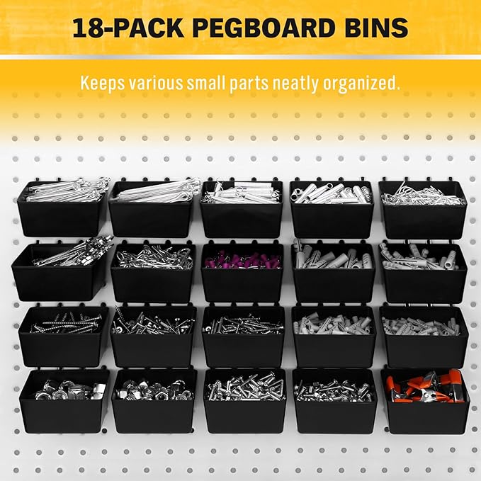 ELEAD 286-Piece Extra Thick Pegboard Hooks Set, 1/4" Heavy Duty Black Peg Board Organizer Accessories with Bins, Metal Pegboard Accessories with Pegs Lock, Peg Board Hooks for Hanging