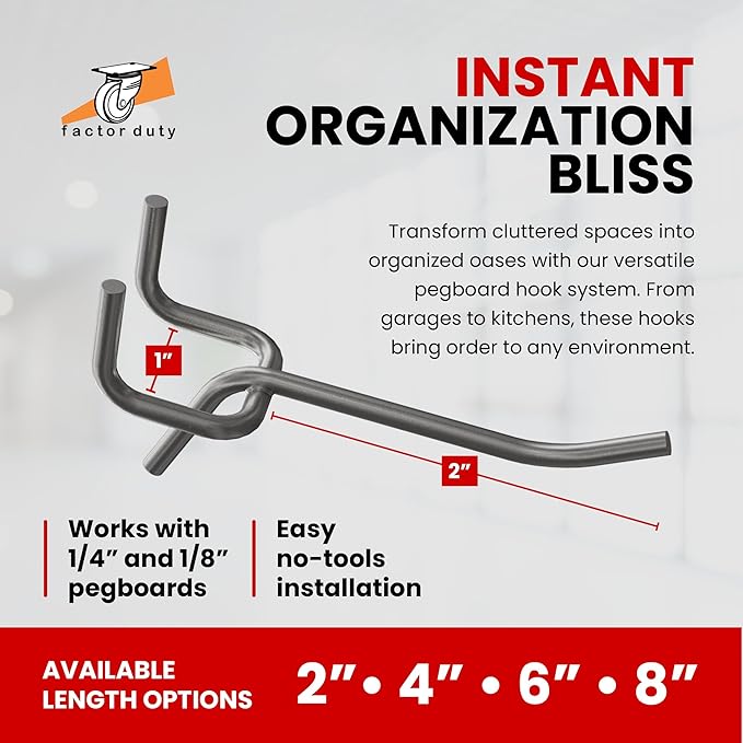 200 Pack PEG Board Pegboard Shelving Hooks 2" Length Wholesale Lot PEG Hooks