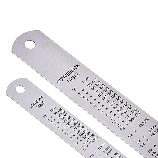 Eboot Stainless 2 Pack Steel Ruler 6 Inch and 12 Inch Metal Rule Kit with Conversion Table