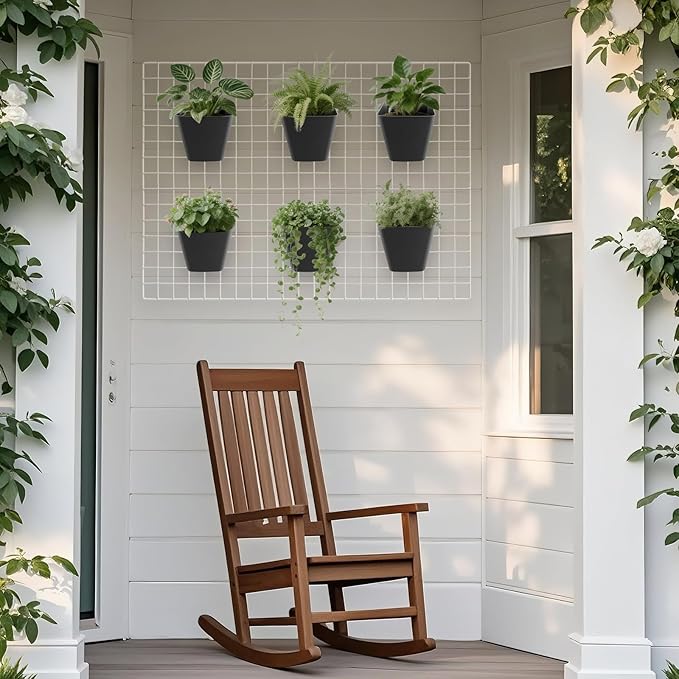 G.CORE Large Grid Wall Bins - 6Pack Black Gridwall Accessories Hanging Cups with Back Hooks - Plastic Grid Wall Panels Organizers Wire Shelves Holders for Garage Garden Craft Office Tools Storage