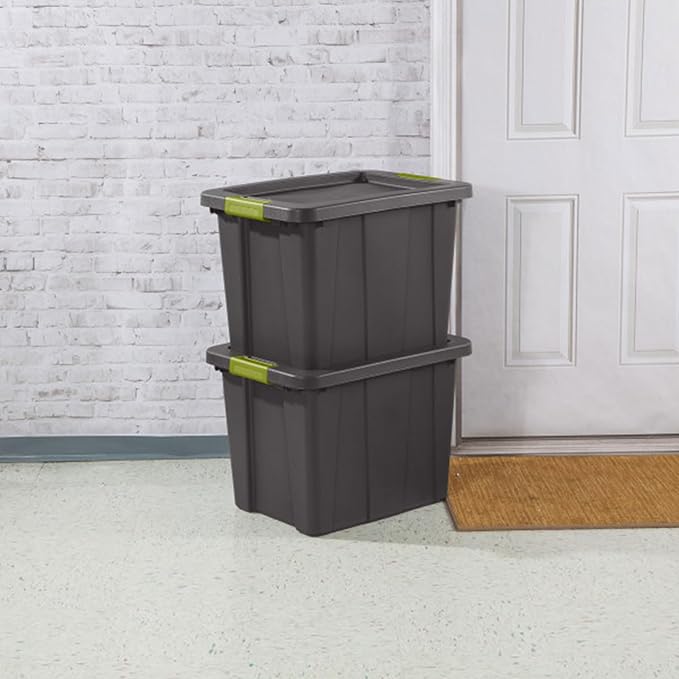 Sterilite 12-Pack Storage Bins with Lids, Heavy Duty Totes, Tuff1, 18 Gallon, Flat Gray
