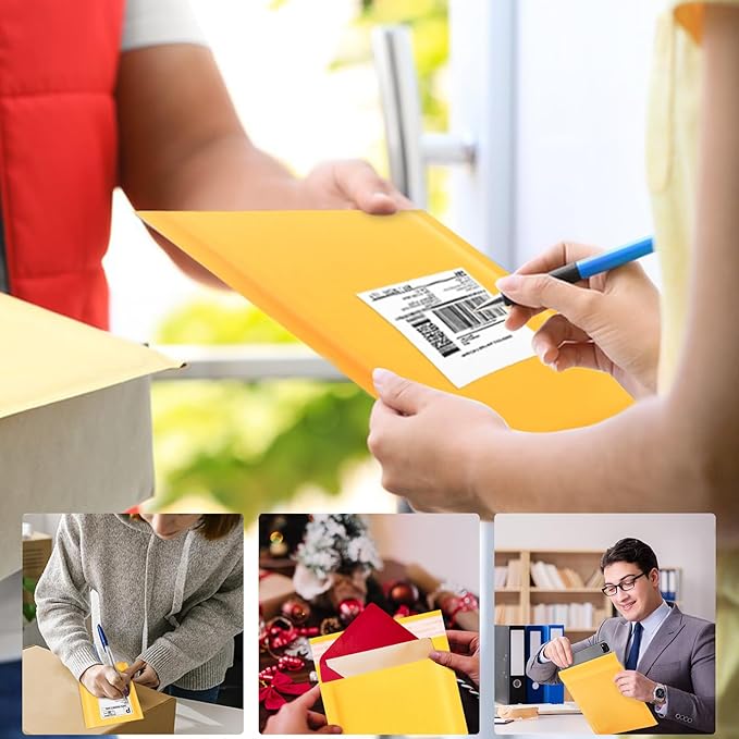 Kraft Bubble Mailers 8.5x11inch 50Pack Yellow Self-Seal Padded Envelopes Bubble Opaque Padded Mailers Shipping Bags for Small Businesses to Package and Mail Jewelry Cosmetics, Electronic Products