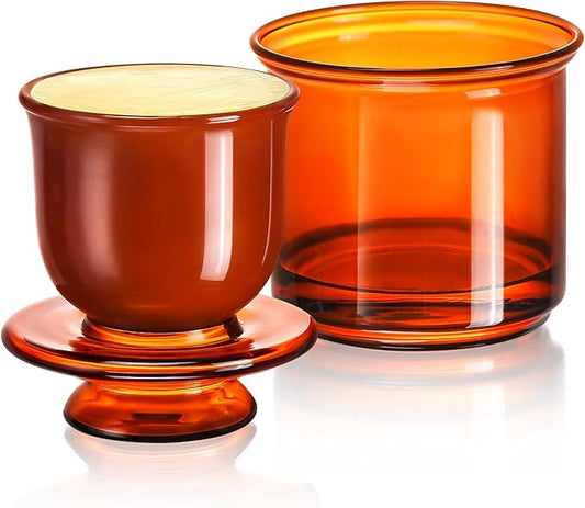 Butter Crock, Elegant Crystal Glass French Butter Dish for Fresh Spreadable Butter, Butter Keeper, Glass Butter Keeper to Leave On Counter,Amber