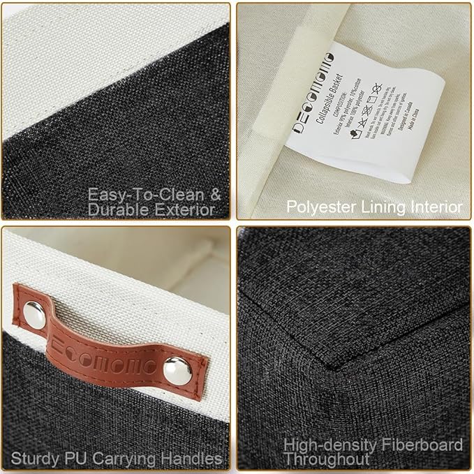 DECOMOMO Small Storage Basket, Closet Storage Bins, Baskets for Organizing Shelves (Black & White, Small - 6 Pack)