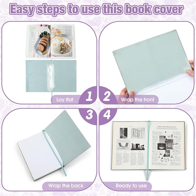 PerKoop 12 Pcs Jumbo Book Covers Stretchable Fabric School Book Protector Reusable Washable Cover Protector for Most Hardcover Textbooks (Vintage Color,9 x 11 Inch)