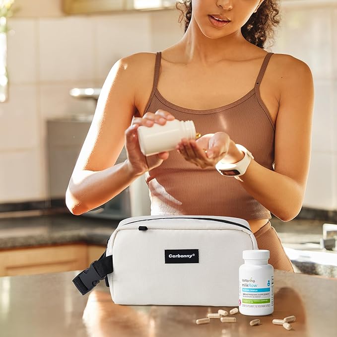 Cerbonny Mini Cooler Bag, Freezable Lunch Bag & Snack Bag, Insulated Bag for Travel/Work/School, Small Cooler Lunch Box with Detachable Gel Packs, Beige, 180 Cubic Inches