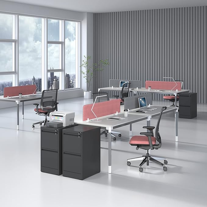 2 Drawer File Cabinet with Lock, Vertical File Cabinet with Lock, Locking File Cabinet Hanging Files for A4/ Legal/Letter,White