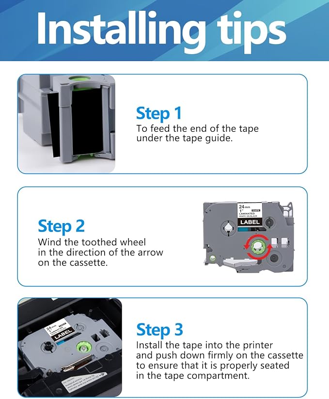Weemay 3 Pack TZe355 24mm White on Black Laminated Label Tape Compatible with Brother Label Maker Tape TZe-355 TZe 355 TZ-355 TZ355 for PTouch PT-E500 PT-D600 PT-P750W PT-P900W Printer, 1 In x 26.2 ft