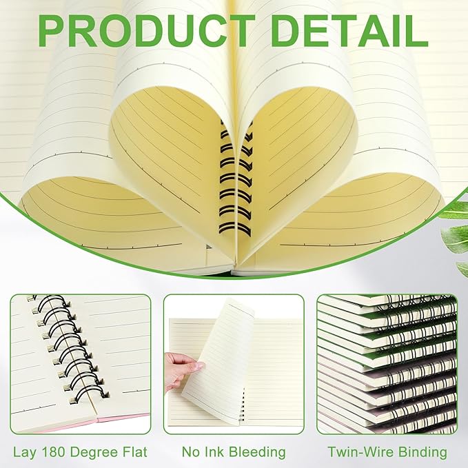 Yahenda Spiral Notebook Bulk A5 Journal Lined 8.3'' x 5.5'' Writing Composition Paper Small Notepad Subject Notebook for Students Office Business Back to School Supplies(Pink,Light Green,18 Pcs)