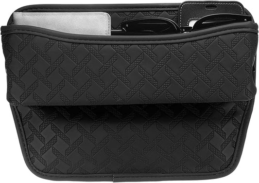 HARFINGTON Car Seat Gap Filler Organizer 11.5 x 8 x 2.1 Inch Leather Universal Car Organizer Storage Box Between Seat and Console for Phone Sunglasses Keys, Black