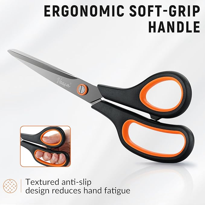 Scissors, 3-Pack Titanium Coated Non Stick Scissors (8.5’’, 7.5’’, 5.5’’) - Premium All-Purpose Cutting Tools for Craft, Office & Home Use