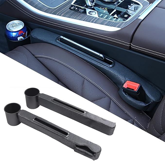 2 Pack Car Seat Gap Filler with Storage Box,Fill The Gap Between Seat and Console,Car Console Gap Filler,Prevent Things from Dropping,Convenient to Storage Keys and Phone(Black)