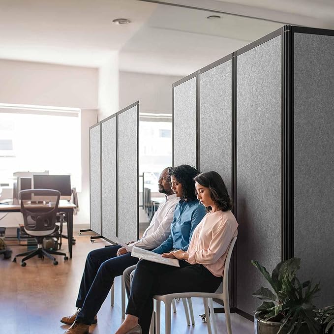 Room Partition,Office Divider,Portable Commercial Screen Dividers,Privacy Partition Separator,Classroom School Dividers,10'6"L* 6'7"H,5 Panel,Light Grey