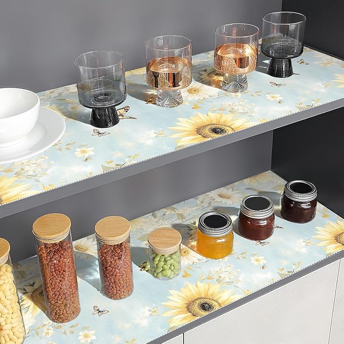 Shelf Liner for Kitchen Cabinets Non Adhesive Drawer Liner,Cabinet Liner for Shelves,Non Slip Kitchen Drawer Liners for Dresser,Waterproof Shelf Paper for Refrigerator,Cupboard,12In x 16.4FT