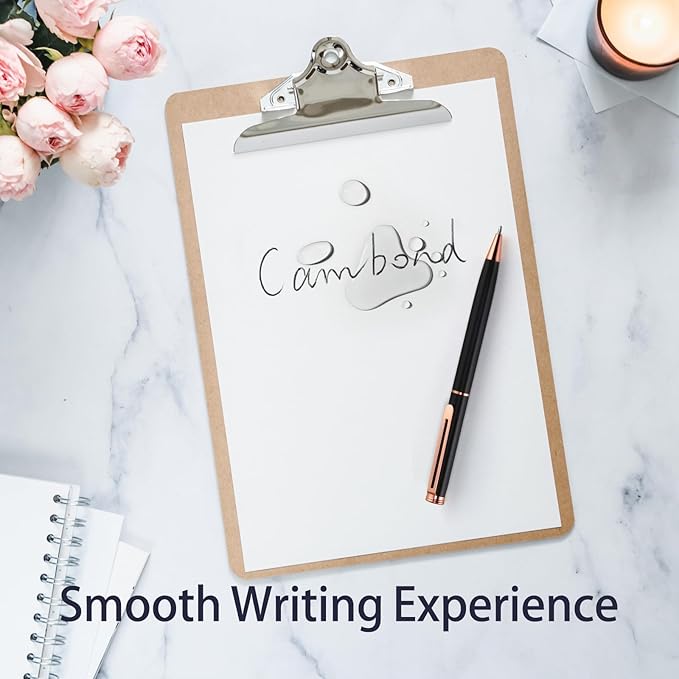 Cambond Ballpoint Pens Black Pen - Bulk Metal Pen Black Ink 1.0 mm Medium Point Rose Gold Pens for Men Women Police Uniform Office Business, 3 Pens with 6 Refills (Black)