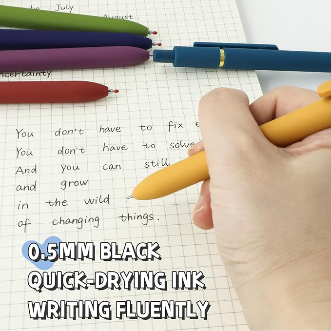 6 Pcs Gel Pens 0.5mm Quick Dry Black Ink Pens Fine Point Smooth Writing Pens, Cute Office and School Supplies Gifts for Women Teacher Students (6 Pcs Vintage Gold)