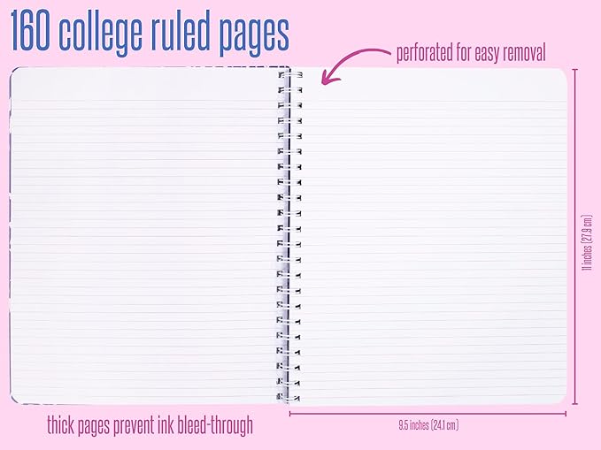 Lilly Pulitzer Large Hardcover Spiral Notebook, 11" x 9.5" with 160 College Ruled Pages, It Was All A Dream