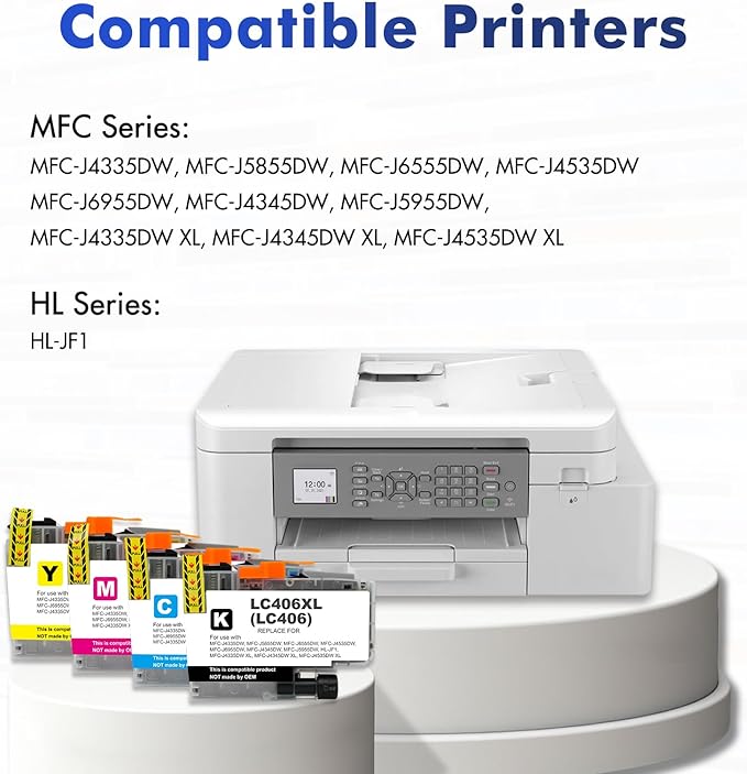 LC406 LC406XL Ink Cartridges for Brother Printer 406XL LC 406 XL for MFC-J4335DW MFC-J5855DW MFC-J6555DW MFC-J4535DW MFC-J6955DW MFC-J4345DW MFC-J5955DW - 4 Pack High Yields Black Cyan Magenta Yellow