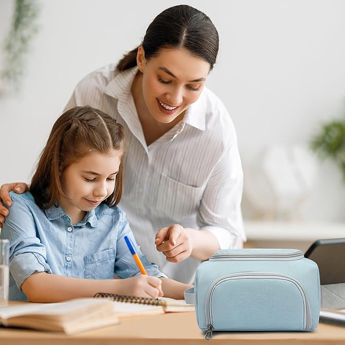 XQXA Extra Large Capacity Pencil Case Organizer, Multifunctional Pencil Pouch with Compartmens, Travel Simple Stationery Bag, Nylon Pencil Bag for Adults (Blue)