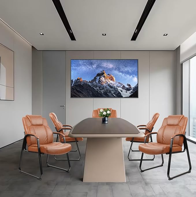 CLATINA Big & Tall 500 lb. Guest Chair, PU Leather Office Reception Chairs with Sled Base, Desk Chair No Wheels for Waiting Room Conference Lobby Computer Living Room, Brown, 2 Pack