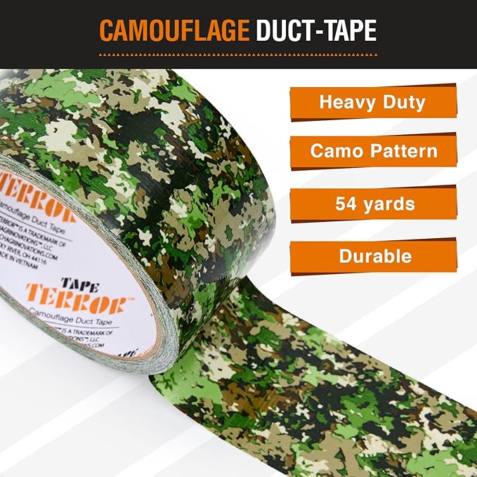 Heavy-Duty Camo Packing Tape (1 Roll) - Strong Camouflage Tape for Concealing, Decorating, Crafts, Temporary Fixes, and More - School & Office Supplies (48mm x 50m per Roll)