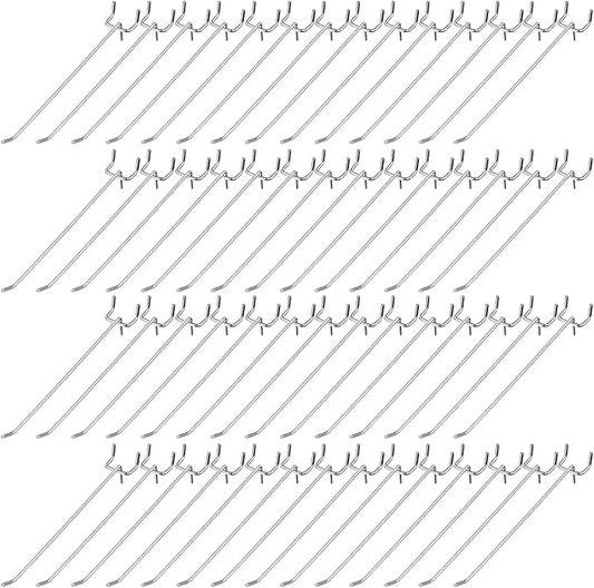 Funrous 100 Pack Peg Board Hooks Stainless Steel Pegboard Hooks Shelving Display Hanging Peg Board Holders for 1/8 and 1/4 Garage Storage Tools Organizer(8 Inch)