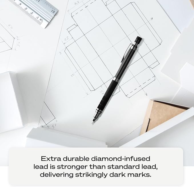 uniball Kuru Toga Elite Mechanical Pencil Starter Kit, 0.5mm, HB #2, Gun Metal Barrel, 1 Pack