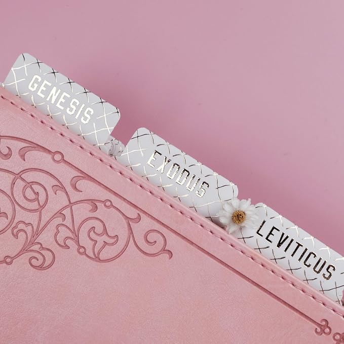 UPAFEXXI-Laminated Bible Tabs (Gold Foil Embossed Lettering), Bible Tabs for Women and Men, Reposition Large Print Stickers, Easy to Read and Apply, 80Chapters Labels for Easy Navigation(White)