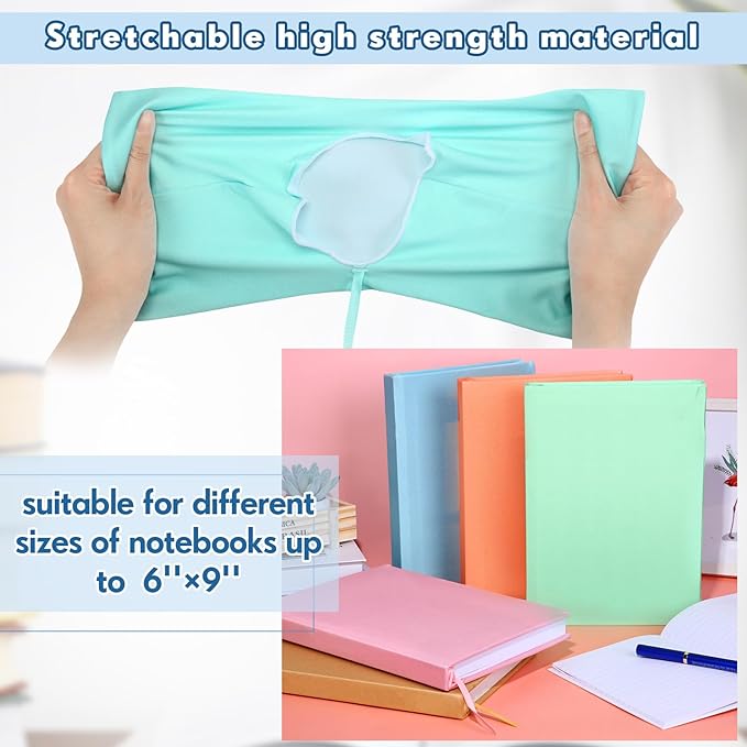 PerKoop 12 Pcs Jumbo Book Covers Stretchable Fabric School Book Protector Reusable Washable Cover Protector for Most Hardcover Textbooks(Vivid Colors,6 x 9 Inch)