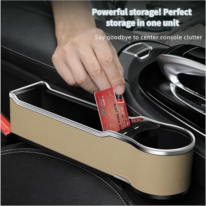 DEEYOTA a Gap Filler Organizer with Cup Holder, Car Seat Organizer Auto Console Side Storage Box Organizer for Car Front Seat (Black)