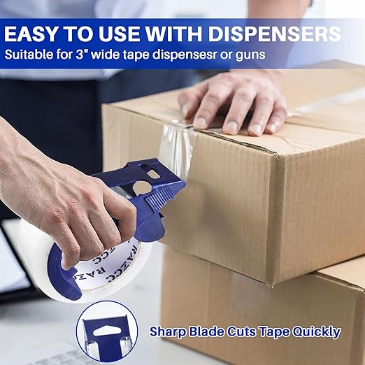 Clear Packing Tape, 24 Rolls Heavy Duty Packaging Tape with Dispensers for Packing Shipping Moving and Sealing, Thicker Packing Tape-2" x 65 Yards Per Roll, 1560 Total Yards