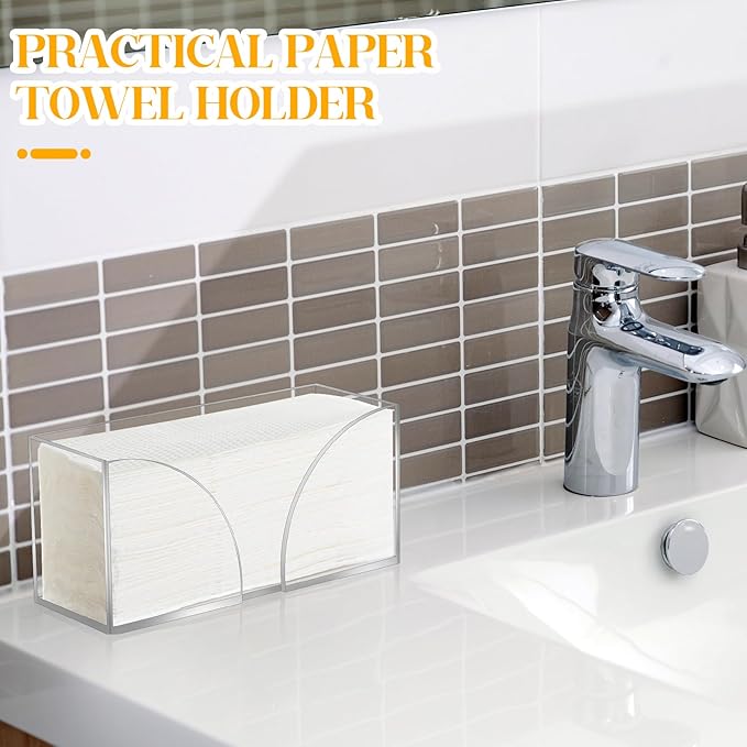 1PCS Paper Towel Holder, Acrylic, Clear, Minimalist, Countertop, Bathroom, Kitchen, Napkin Holder, Z-fold, C-fold, MultiFold Trifold