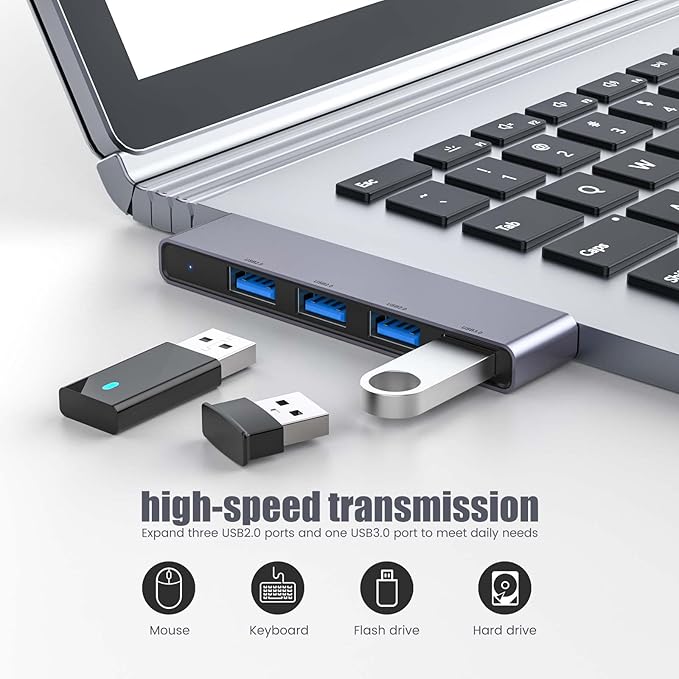 USB Hub 2Pack, Fidioto 4 Port USB Hub(1 * 3.0 Hub, 3 * 2.0 Hub), Networking Hubs for Laptop, iMac Pro, MacBook Air, Mac Mini/Pro, Surface Pro, Notebook PC, USB Flash Drives and Mobile HDD Etc.