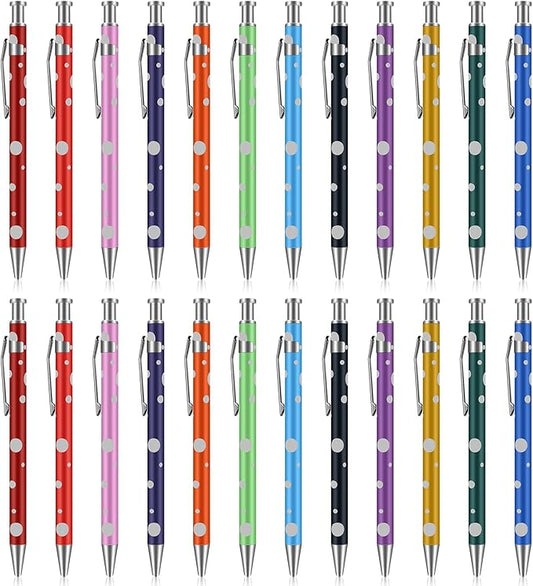 Retractable Ballpoint Pens, Assorted Colors, Men Women Retractable Pens,1.0 mm Black Ink (24)