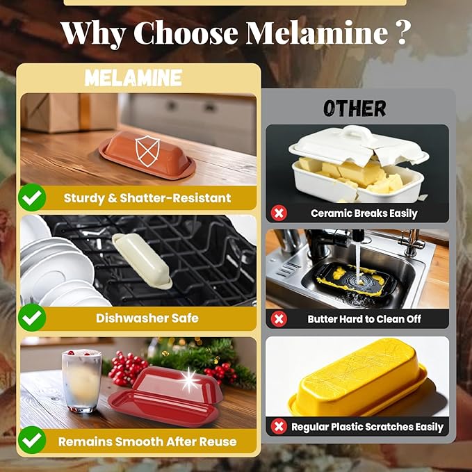 Butter Dish with Lid and Knife , Durable Countertop & Fridge Butter Keeper, Melamine Butter Container Valentine’s Gift, XOXO Design – Pink