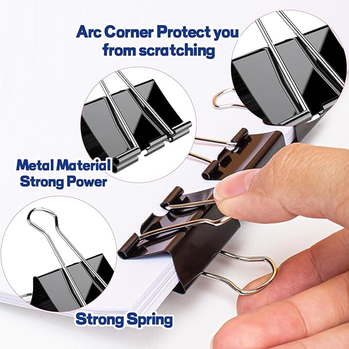 30 Pack Binder Clips with Labels, 2.4 Inch Extra Large Binder Clips Big Paper Clamps for Office and Home Supplies