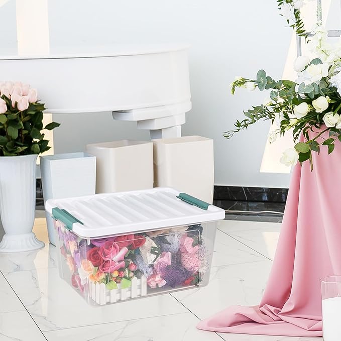 6 Pack 35 Quarts Large Storage Bin with Lid, Clear Plastic Latching Boxes