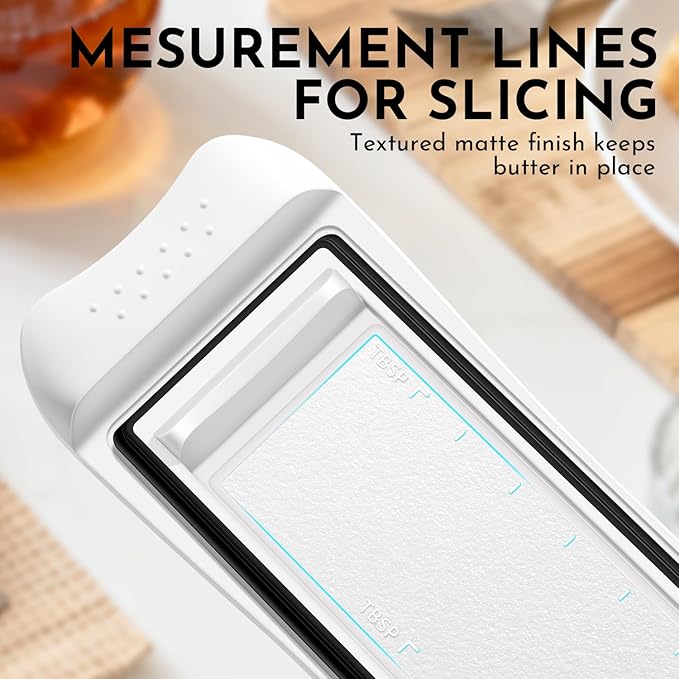 Butter Disher with Lid, IKOCO Butter Keeper Container for Refrigerator and Countertop Use with Butter Knife, White