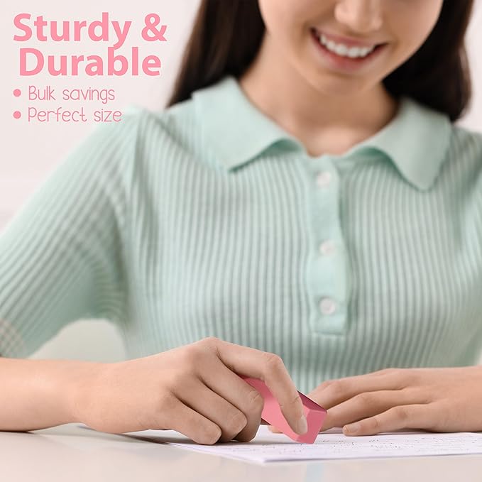 Erasers Bulk, 100 Pink Erasers for School, School Supplies for Kids