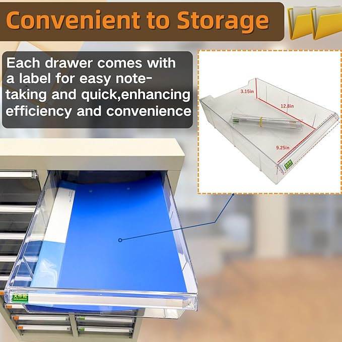 File Cabinet 18 Medium Transparent Drawers Vertical Home Office Storage Paper Organizer Document Cabinet