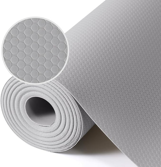 Light Gray Shelf Liners for Kitchen Cabinets Non Adhesive Drawer Liner for Bathroom Waterproof Refrigerator Liners for Shelves Fridge Plastic Mats Cabinet Cupboard Liner 23.6 x 393.7 Inches