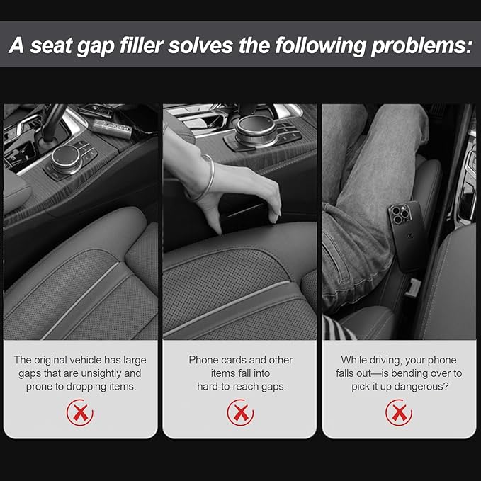 2pc Car Seat Gap Filler, Universal Car Seat Slot Organizer, Anti-Drop Car Interior Storage Strip, Fits Most Cars, Trucks & SUVs, Soft & Durable