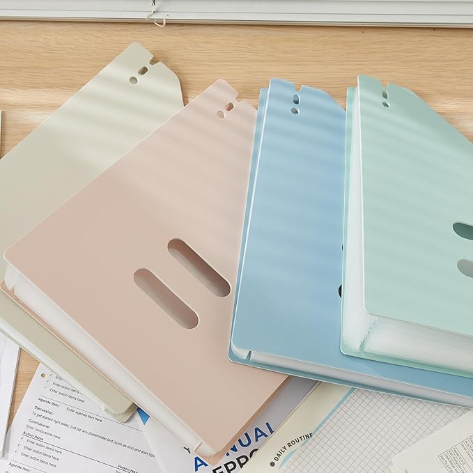 2-Piece Vertical Accordion Folder Manager, 13 Grid Expansion Pages, Vertically Opened Storage Bag for organizing Materials, School, Home, and Office letterhead, Green