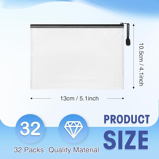 Jetec 32 Pcs Mesh Zipper Bags Toy Storage Bikini Organizer Bag Bolsas Para Guardar Trajes De Baño Waterproof Zipper Reusable Pouch Puzzle Multipurpose for Storage Office(Black,5.1 x 4.1 Inch)