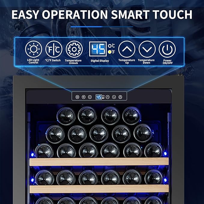 200 Bottle Upgrade Wine Cooler Refrigerator - 24 Inch Large Capacity Wine Fridge Built-In Freestanding, with Quiet Compressor, Professional Temperature Control & Wine Cellar - Black