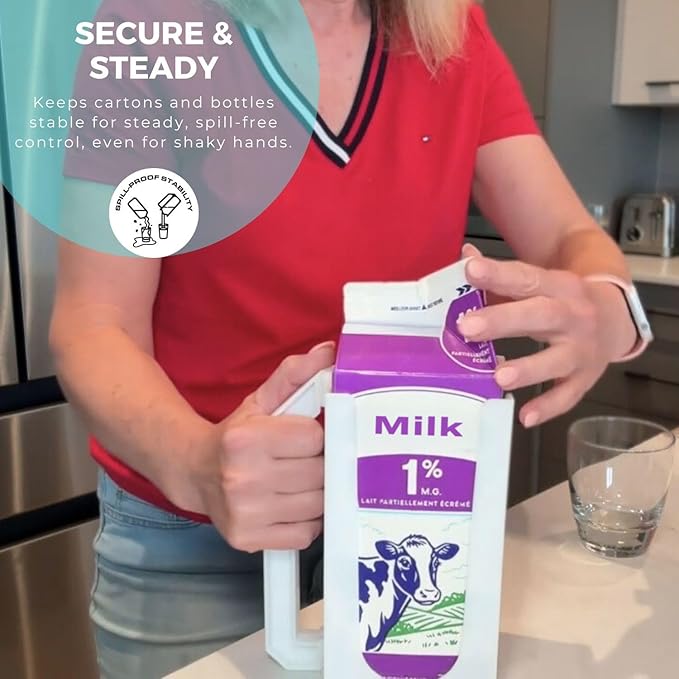 Carton Caddy XL Half Gallon Milk Carton Holder with Handle, Juice Box, Soda Bottle and Milk Half Gallon Holder with Handle, Rust Free, Dishwasher Safe, Reusable, Easy to Clean, Ergonomic