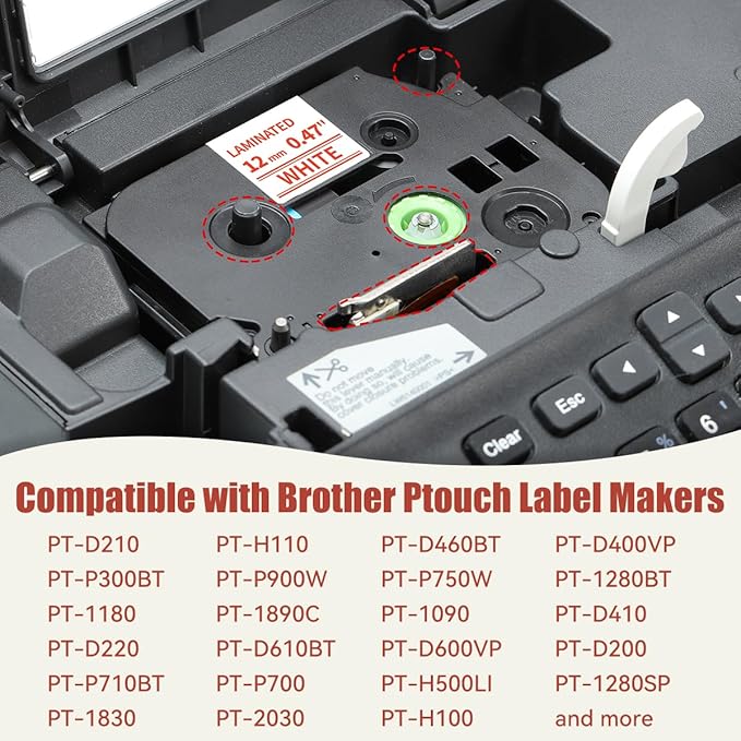 Labelife TZe-232 Replace for Brother P Touch Label Tape Red on White TZe232 TZe TZ Tape 12mm 0.47 1/2 Laminated Work for Brother PT D210 H110 D600 1230PC Label Maker, 4 Pack
