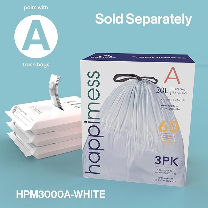 happimess HPM1014C Beni Kitchen 16-Gallon Double-Bucket Step-Open Trash Can with Soft-Close Lid, Modern, Minimalistic, Fingerprint Proof for Home, Kitchen, Laundry Room, Office, Bathroom, White