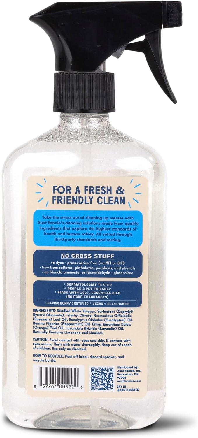 Aunt Fannie's Glass & Window Cleaning Vinegar Spray, Natural Streak-Free Spray, 16.9 Ounces (Pack of 1)